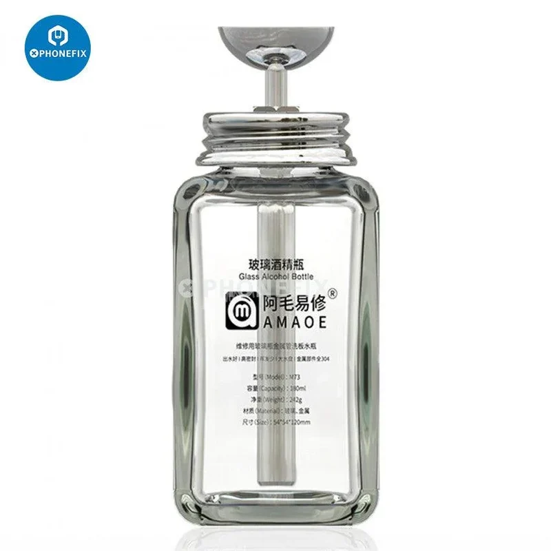 Bouteille d'alcool liquide en verre, bouteille de lavage/nettoyage, outil de réparation de téléphone