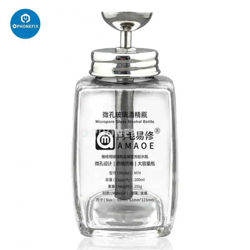 Bouteille d'alcool liquide en verre, bouteille de lavage/nettoyage, outil de réparation de téléphone