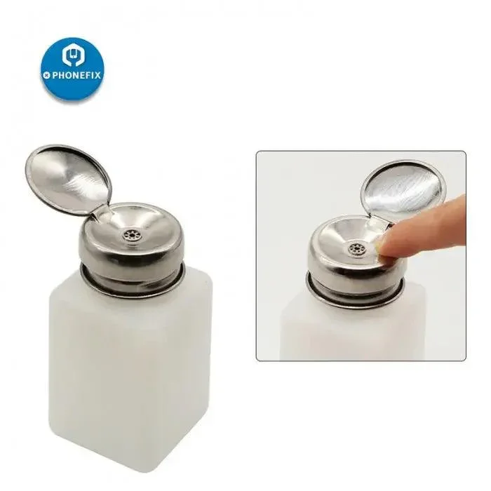 Bouteille d'alcool vide avec bouchon en acier inoxydable pour outil de nettoyage de téléphone