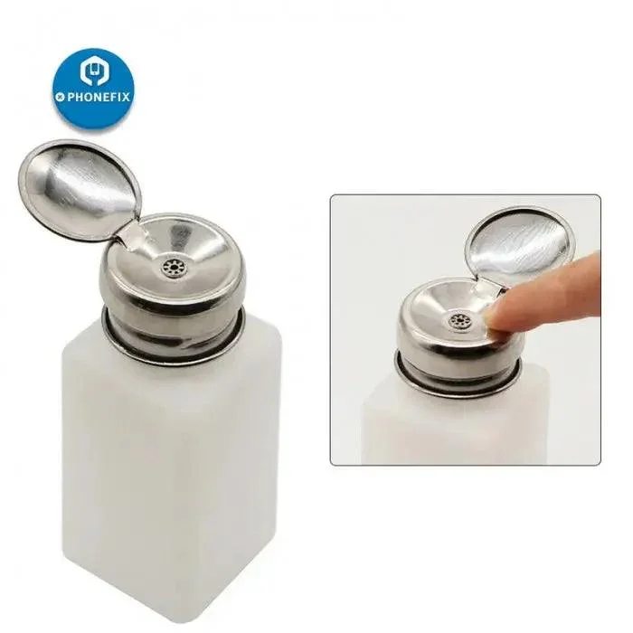 Bouteille d'alcool vide avec bouchon en acier inoxydable pour outil de nettoyage de téléphone