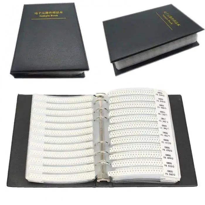 Livre d'échantillons de résistances CMS pour résistances électroniques, condensateurs, inductances