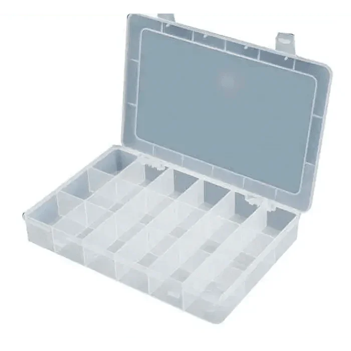 Boîte de rangement transparente à 18 compartiments en plastique