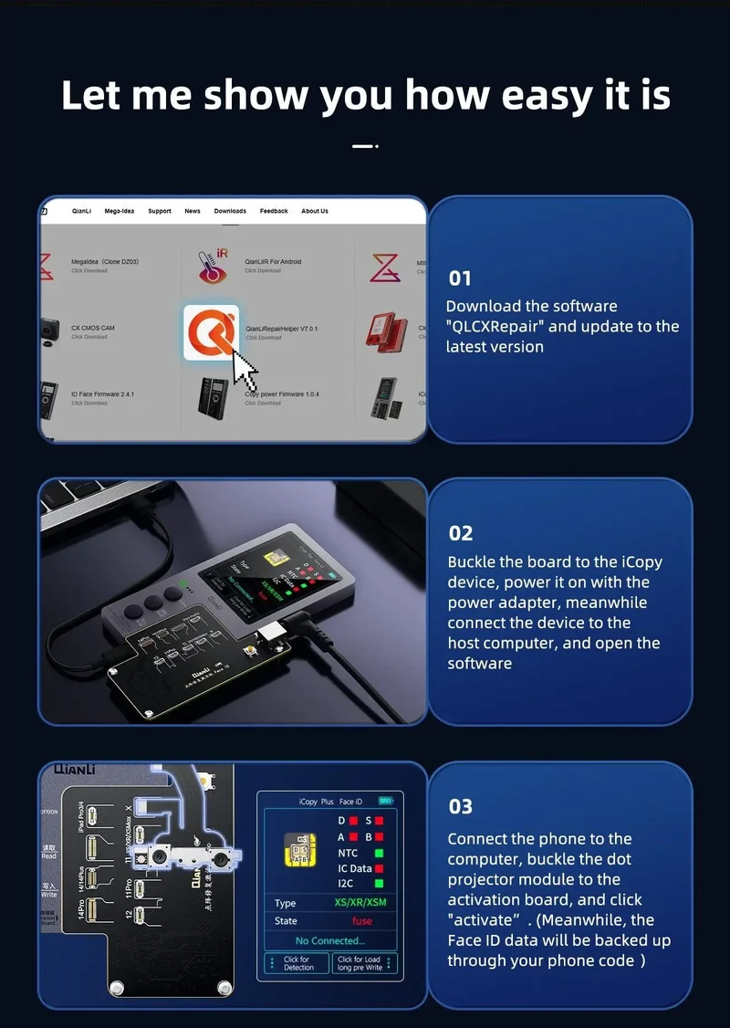 Programmeur QianLi iCopy pour capteur de luminosité d'écran LCD d'iPhone
