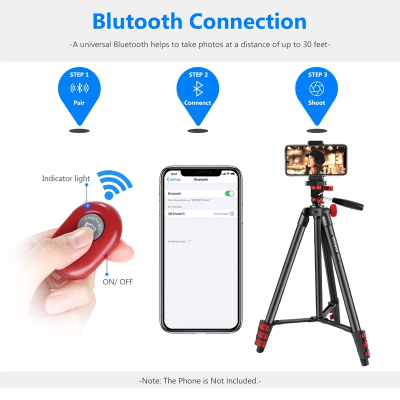 Tripod Kit, 54-Inch Travel Tripod with Phone