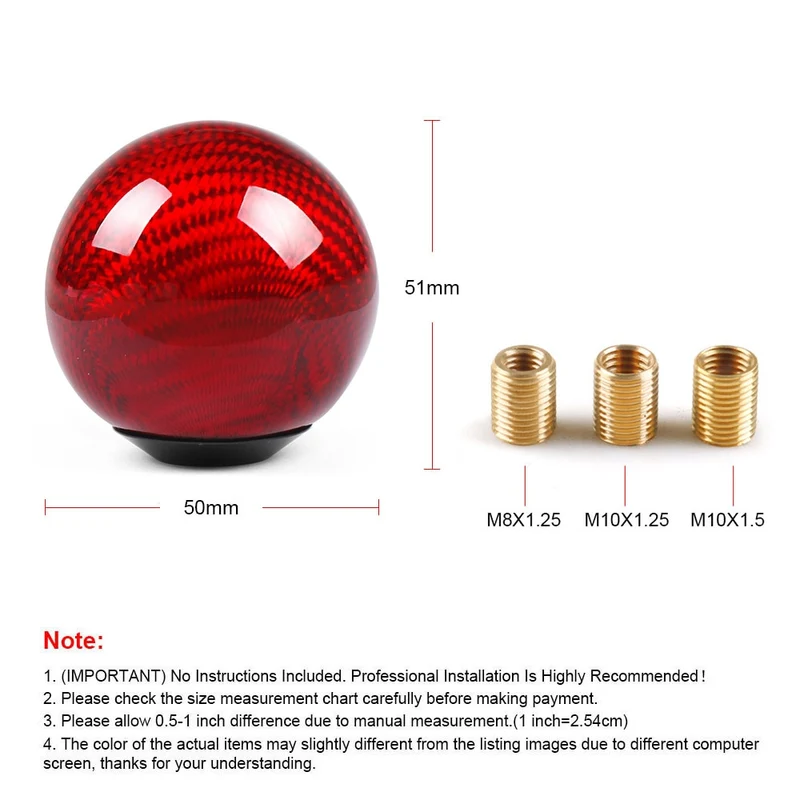Car Gear Round Ball Shape Real Carbon Fiber