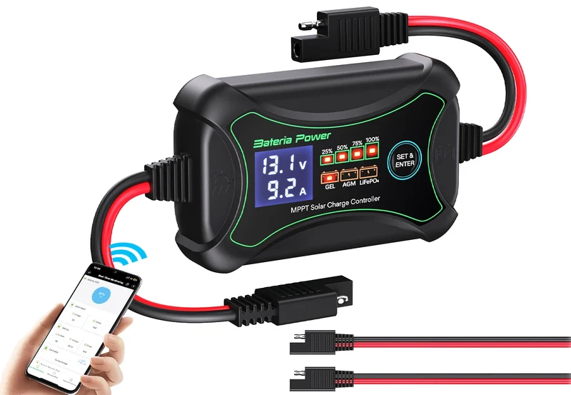 Bateria Power 10A MPPT Wireless Solar Charge Controller with BT 12 Volt Phone APP Intelligent Control Solar Regulator