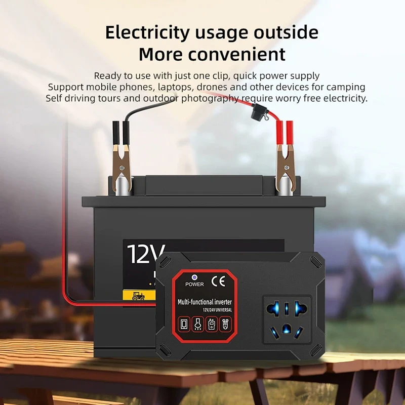 200W 12V/24V To 220V Converter Charger Adapter Universal Socket Portable Vehicle-mounted Home Auto Inverters Car Power Inverter