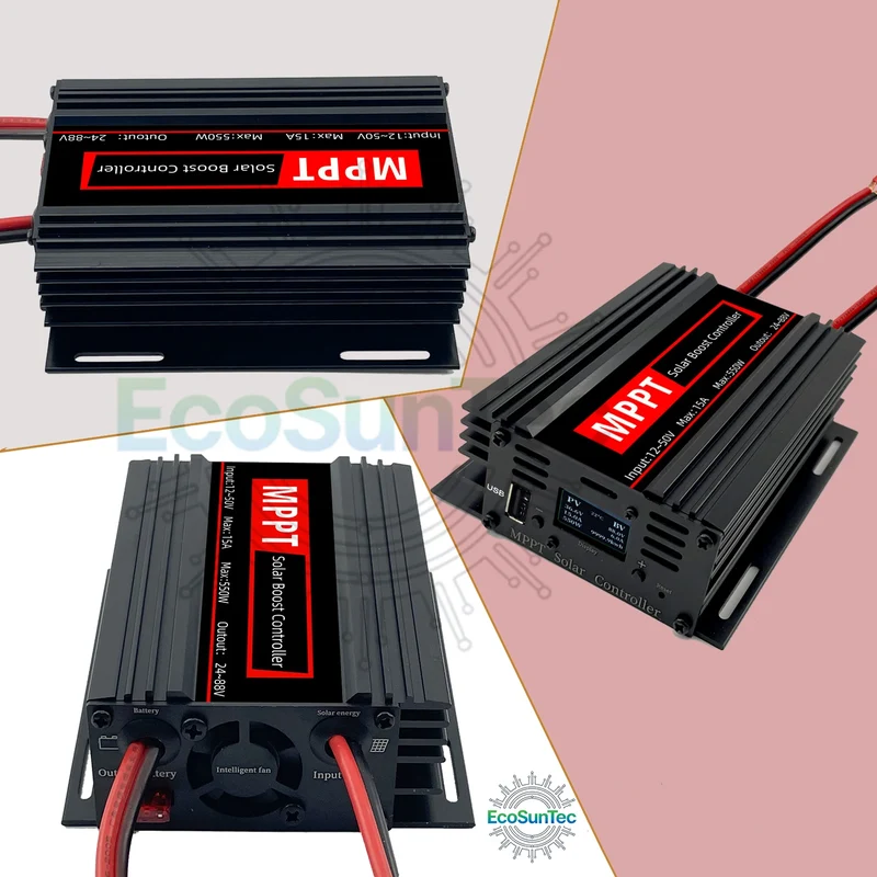 800W 22A MPPT Solar Boost Charge Controller, 12-65V Input to 24-88V Output for 24V-72V Lithium LiFePO4 Lead-Acid Batteries OLED