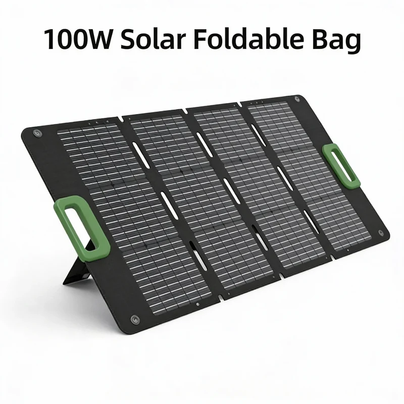 USB-C Outdoor Camping Solar Panel Kit 100W Folding ETFE 24% Efficiency Black Gear Bag Charger 3.5kg 17.1V