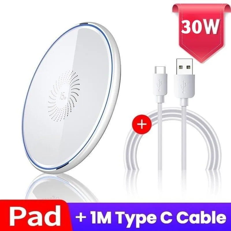 30W Wireless Charger Pad For iPhone 15 14 13 12 11 Pro XS X XR 8 Samsung S23 S22 S21 Xiaomi Phone Chargers Fast Charging Station
