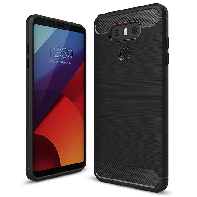 HereCase Phone Case For LG G6 Carbon Fiber Brushed Wire Drawing Silicone Cover For LG G 6 LGG6 5.7 inch Mobile Phone Shell