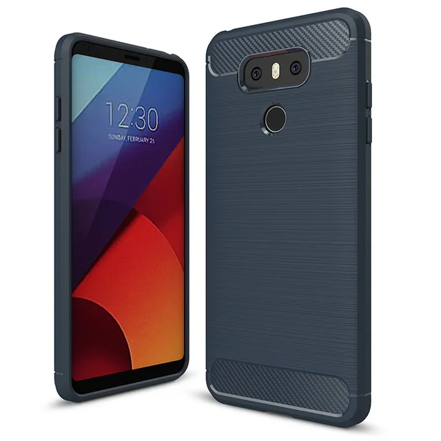 HereCase Phone Case For LG G6 Carbon Fiber Brushed Wire Drawing Silicone Cover For LG G 6 LGG6 5.7 inch Mobile Phone Shell
