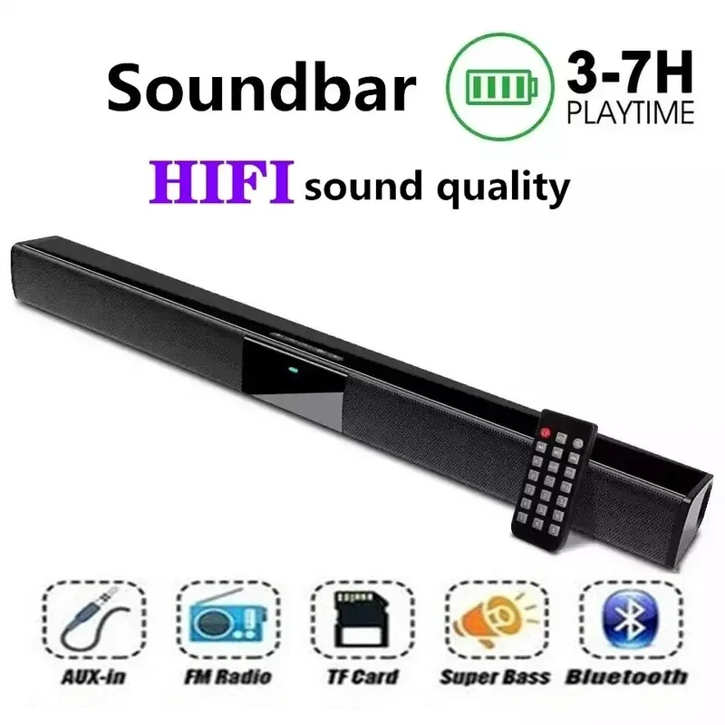 Soundbar HIFI Wireless Bluetooth Speaker Home Theater TV Computer Echo Wall Stereo Surround FM Radio Remote Control Subwoofer