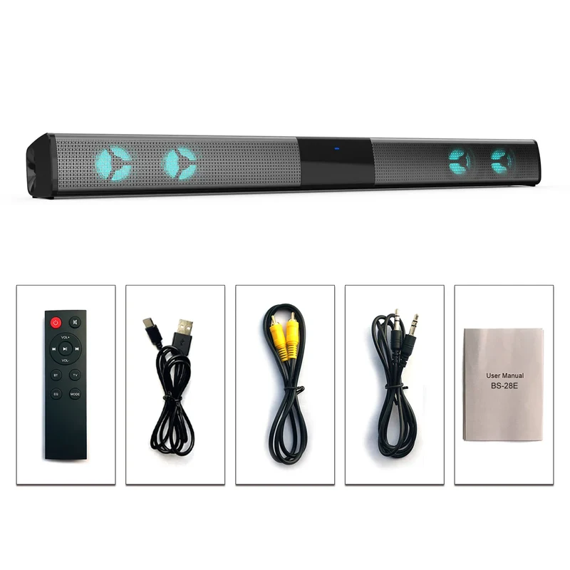 40W TV Car Sound Bar Wired and Wireless Bluetooth-compatible Home Surround SoundBar for PC Theater TV Computer Speaker
