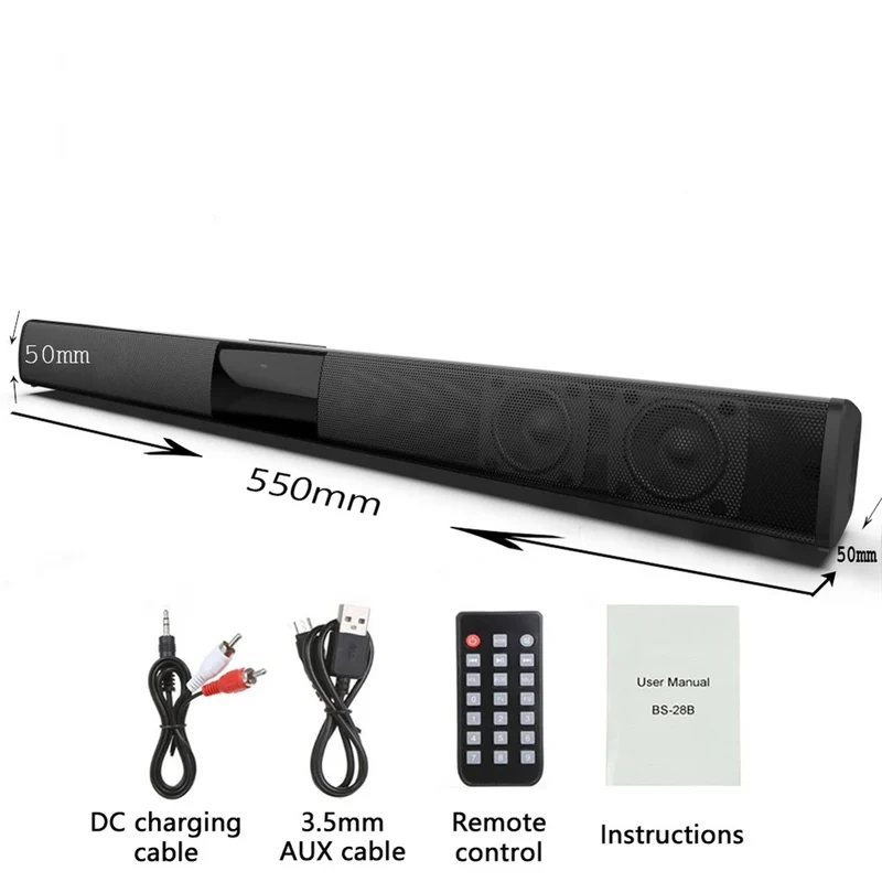 40W TV Car Sound Bar Wired and Wireless Bluetooth-compatible Home Surround SoundBar for PC Theater TV Computer Speaker