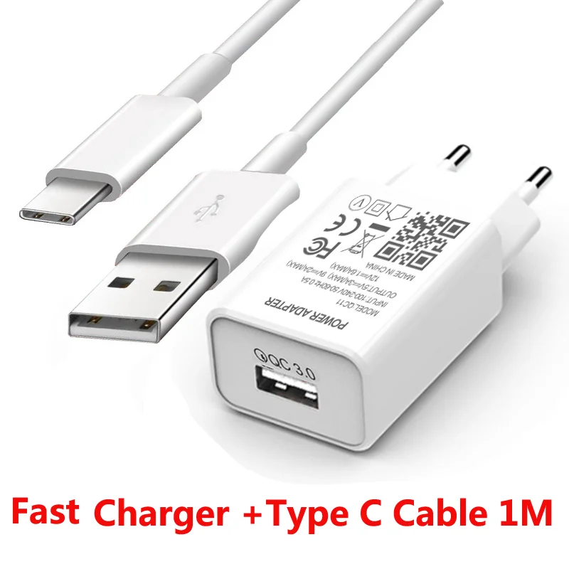 Fast Charger For Samsung Galaxy S21 Ultra S20 S10 S9 S8 Plus M31 A71 USB Power Adapter Quick Charge 3.0 Type C USB Charger Cable