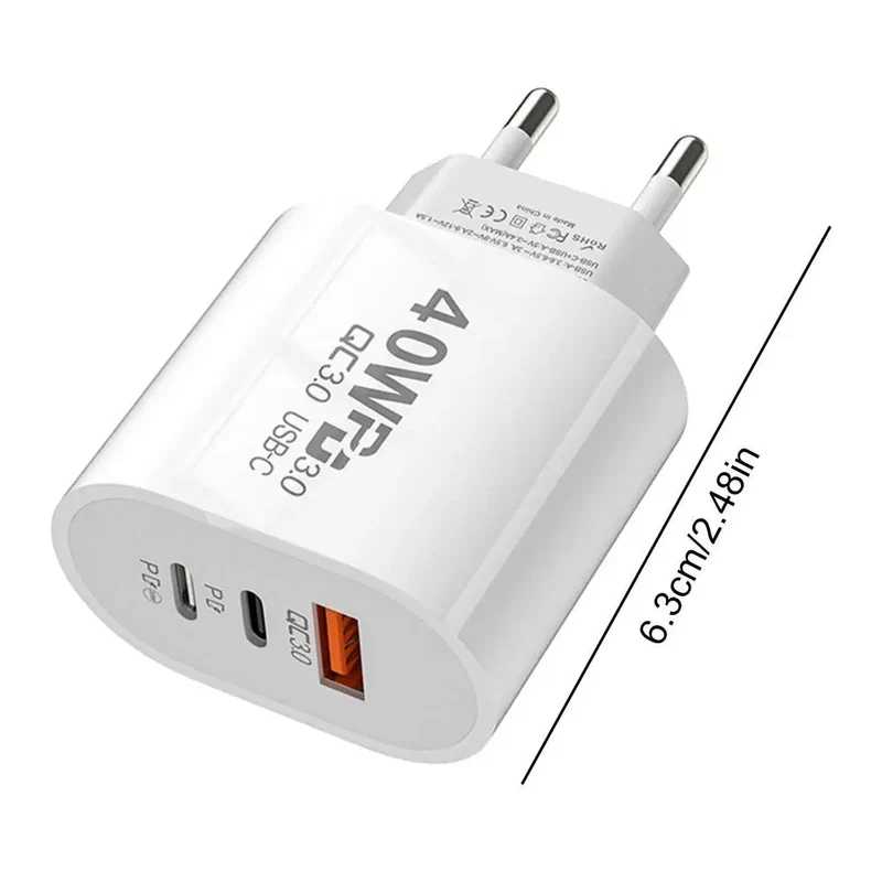 40W USB C Charger Quick Charge 3.0 USB Wall Charger PD Type C Phone Charger Power Adapter For iPhone 14 Xiaomi13 HuaweiSamsung