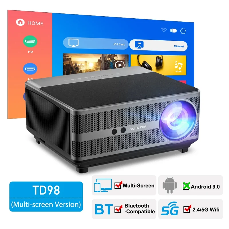 ThundeaL 1080P Projector WiFi Full HD Projector LED 2K 4K TV Video Movie Smart Phone Home Theater TD98 Beamer Cinema Big Screen