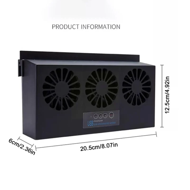 6th Generation Car Ventilation USB Exhaust Fan Cooler Powered Air Auto Power Ventilator Solar Supply Vent Dual-mode