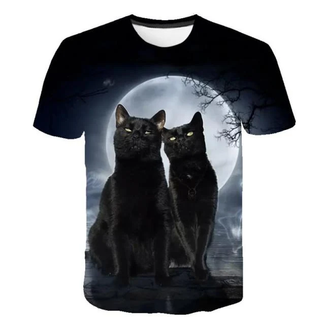 Fashion Lovely Cat 3D Print Women Ladies Girls T-Shirt Animal Harajuku Round Neck Short Sleeve Unisex Summer Tops & Tees 6XL