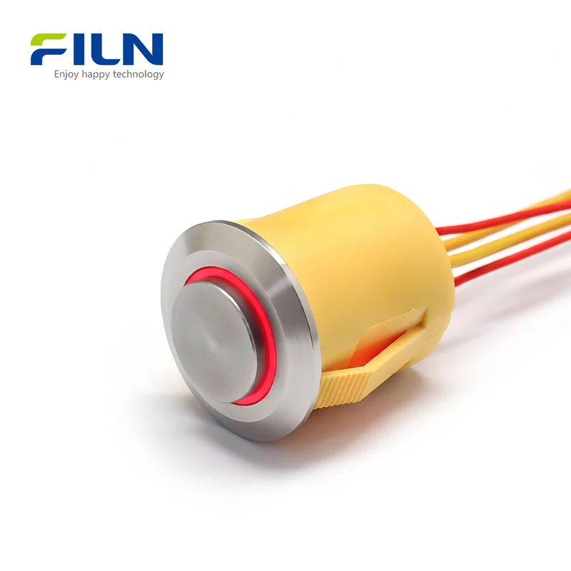 19mm Push Button On Off Switch 12V High Head Pre-Wired Stainless Steel FILN