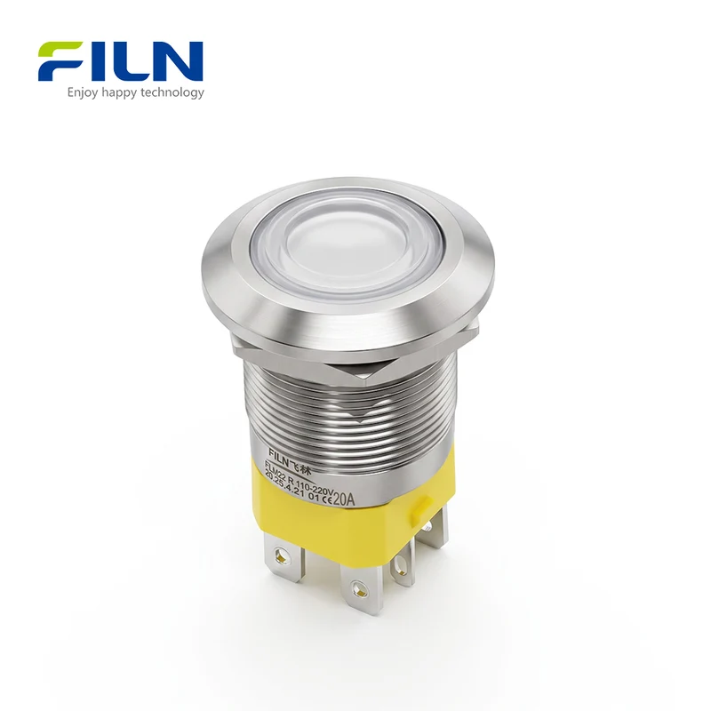 20 Amp Push Button Switch 22mm Metal Waterproof Latching Momentary | FILN