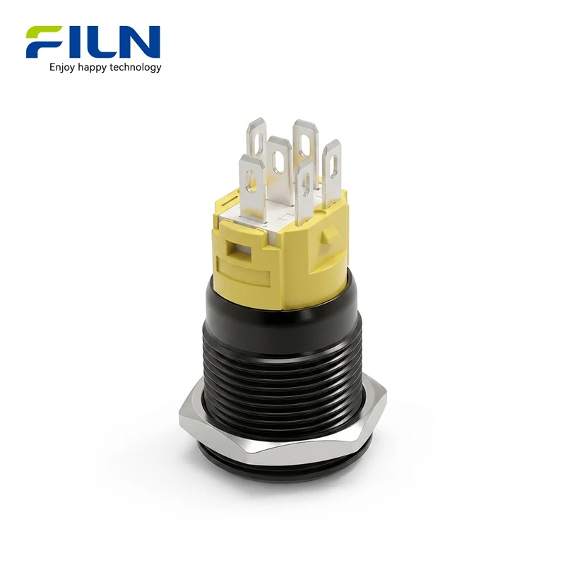 Custom Push Button Diff Lock Symbol Latching 12V 16mm Metal Wire Harness Panel Mount Automotive Marine FILN