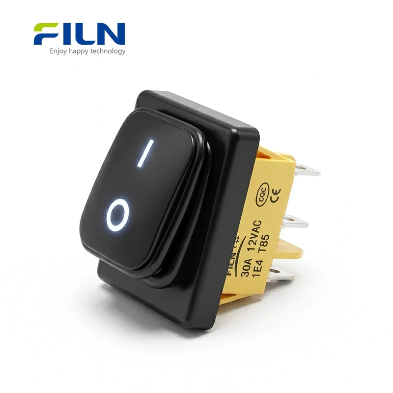 12V ON ON Rocker Switch Waterproof 6 Pin Illuminated 5V-220V Rocker Switch FILN