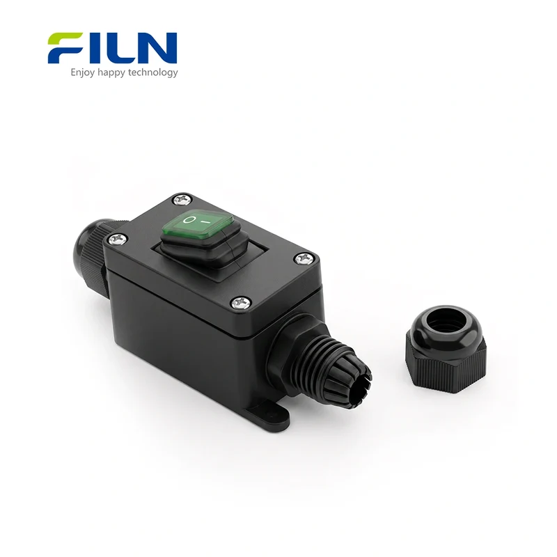 Small Junction Box IP65 Waterproof with KCD1 LED Rocker Switch 3PIN Terminal - FILN Custom