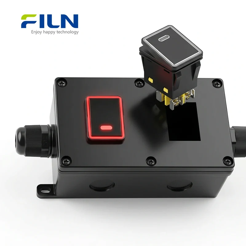 30A Watertight Junction Box PC Material 4 Pin Waterproof Rocker Switch FILN