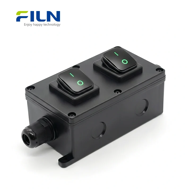 Waterproof Junction Box Outdoor KCD4 Rocker Switch 30A 4-Pin Screw Terminal FILN