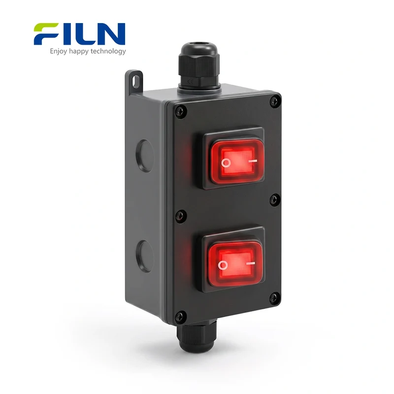 KCD4 Rocker Switch Junction Box IP65 Waterproof 30A 2-Gang Waterproof Switch Box FILN