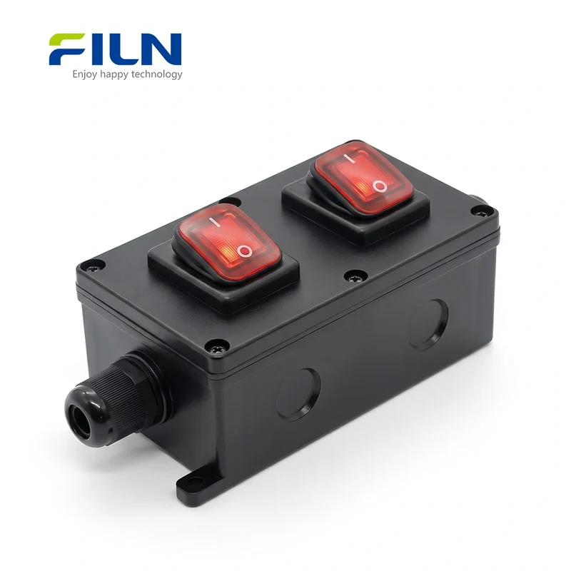 KCD4 Rocker Switch Junction Box IP65 Waterproof 30A 2-Gang Waterproof Switch Box FILN