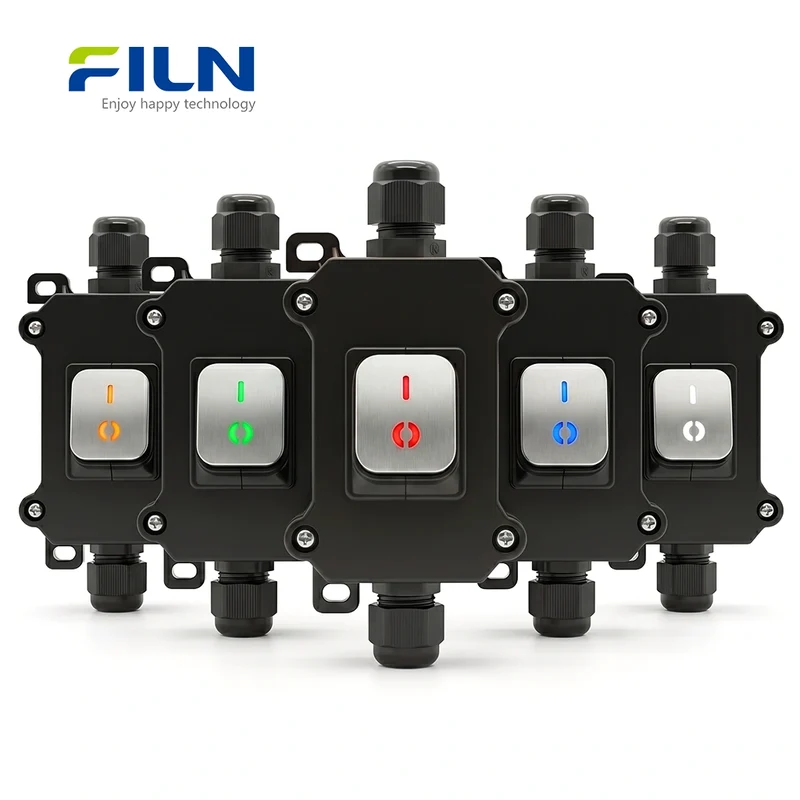 Junction Box Electric Stainless Metal Rocker Switch 30A 4-Pin Screw Terminal CE UL FILN
