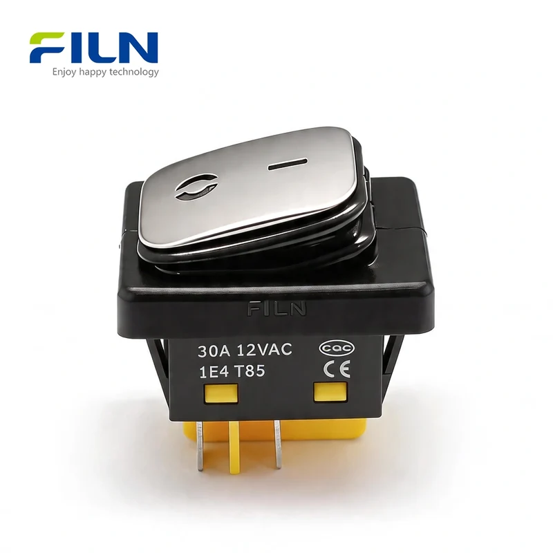 120V Rocker Switch Stainless Steel Surface DPST 4 Pin Waterproof KCD4 Rocker Switch FILN