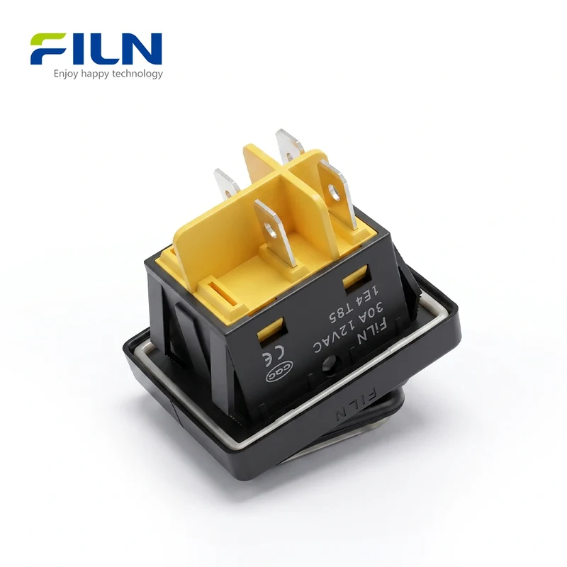 120V Rocker Switch Stainless Steel Surface DPST 4 Pin Waterproof KCD4 Rocker Switch FILN