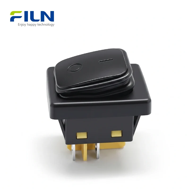 Rocker Switch DPST 30A 250VAC Waterproof KCD4 4-Pin Black Spray Finish Rocker Switch ON-OFF FILN
