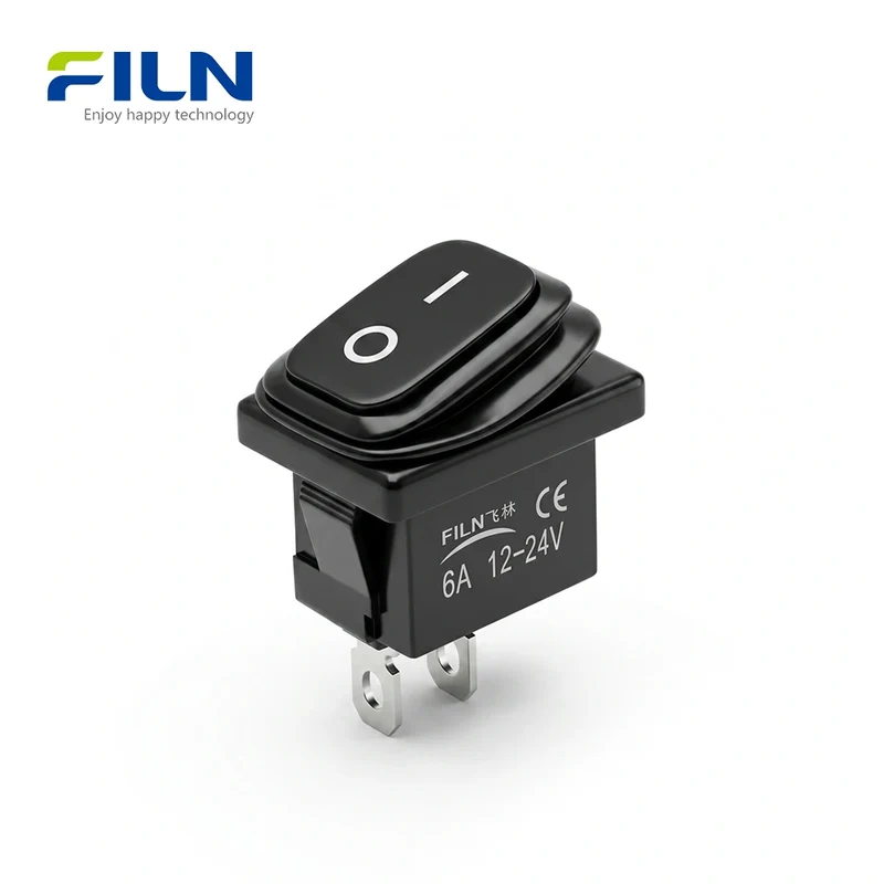 Black Rocker Switch KCD1 ON-OFF 2-Pin No Light Waterproof Rocker Switch