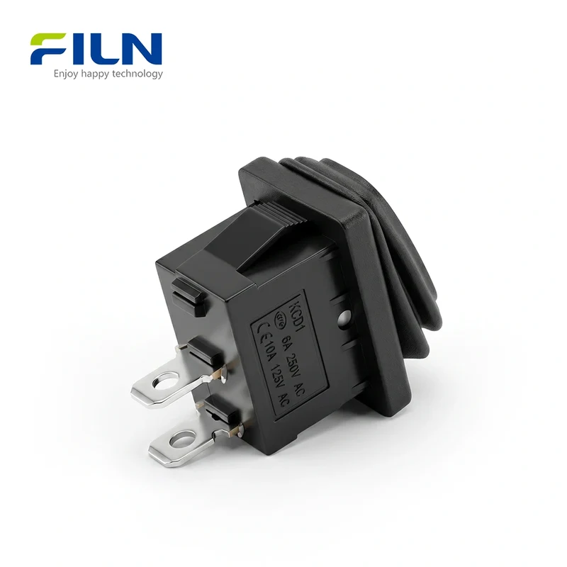 Black Rocker Switch KCD1 ON-OFF 2-Pin No Light Waterproof Rocker Switch