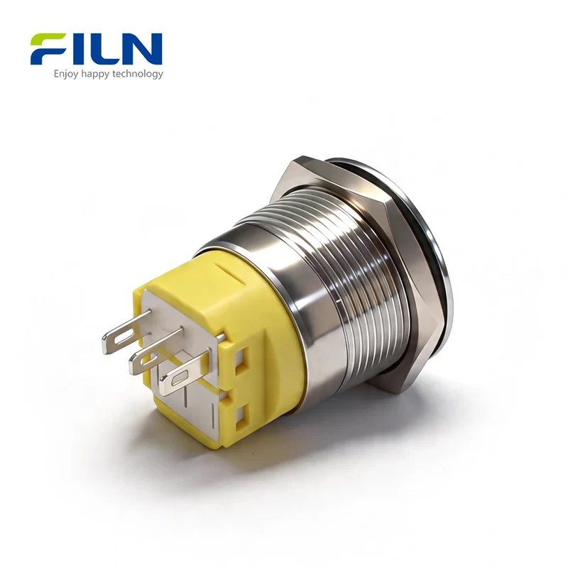 22mm Normally Open Push Button Switch Momentary Latching Stainless Steel 3-Pin Terminal | FILN