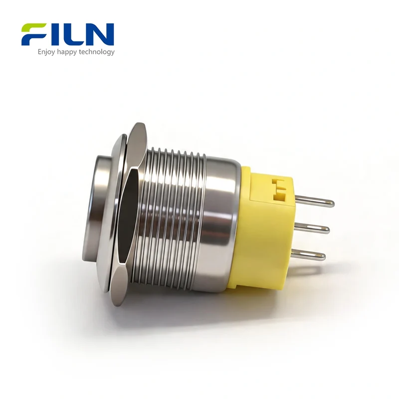 22mm Normally Open Push Button Switch Momentary Latching Stainless Steel 3-Pin Terminal | FILN