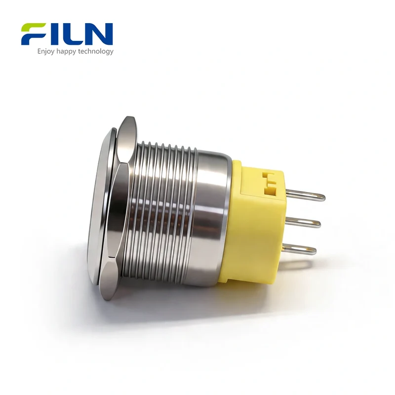 22mm Latching Push Button Switch Momentary/Latching Stainless Steel 3-Pin Terminal | FILN