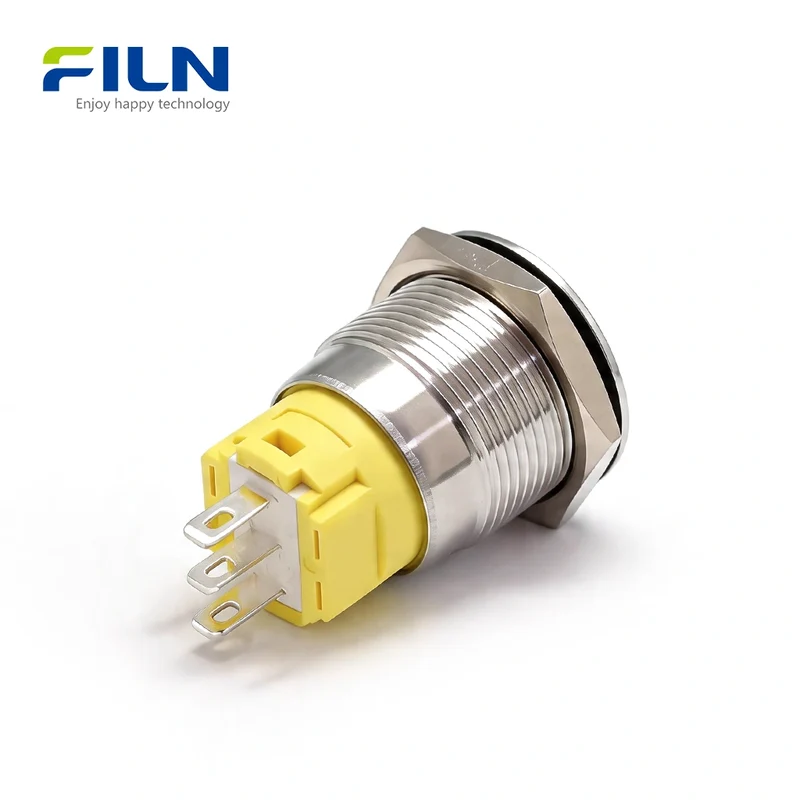 19mm High Head Push-Button Switch Stainless Steel 3-Pin Terminal | Momentary & Latching | FILN