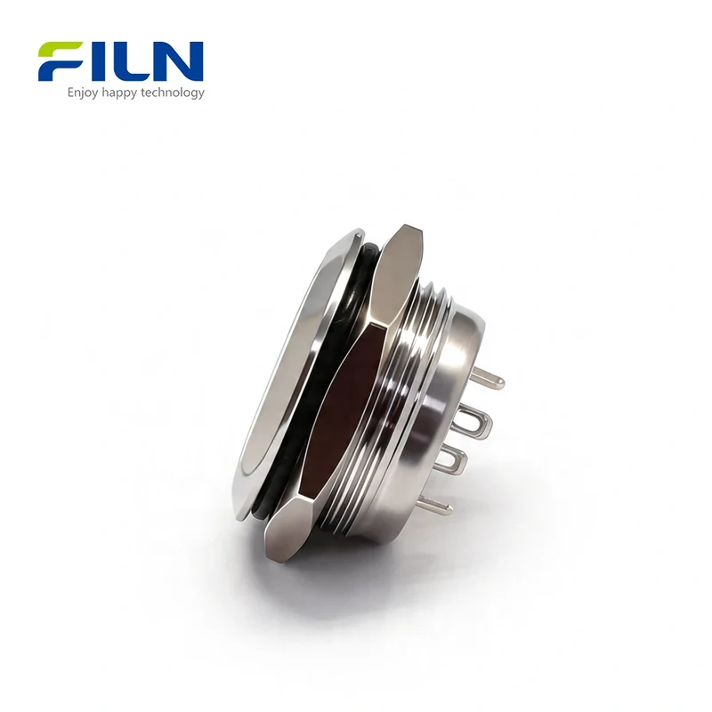Momentary Push Button Switch 19mm Ultra-thin Switch IP67 Waterproof 4-Pin LED Stainless Steel | FILN