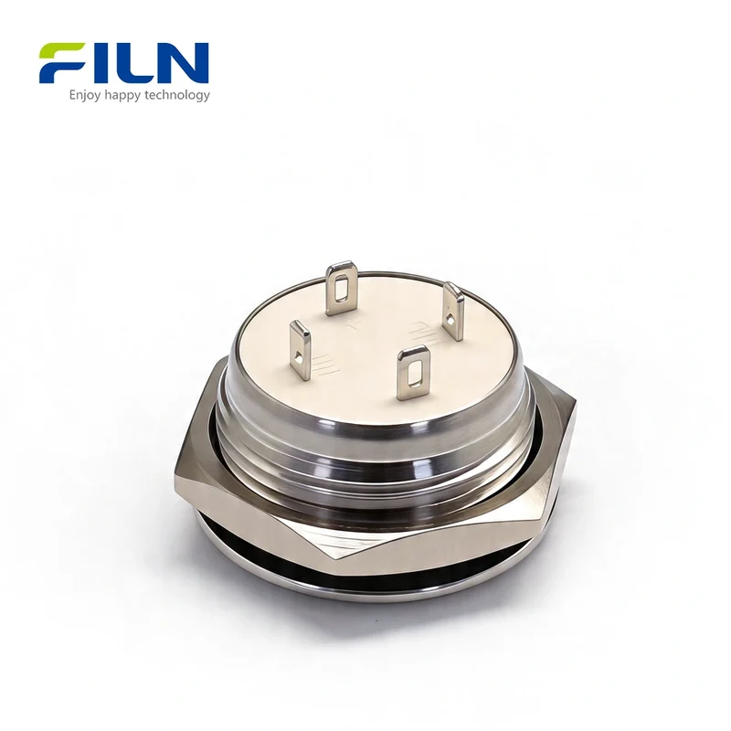 Momentary Push Button Switch 19mm Ultra-thin Switch IP67 Waterproof 4-Pin LED Stainless Steel | FILN