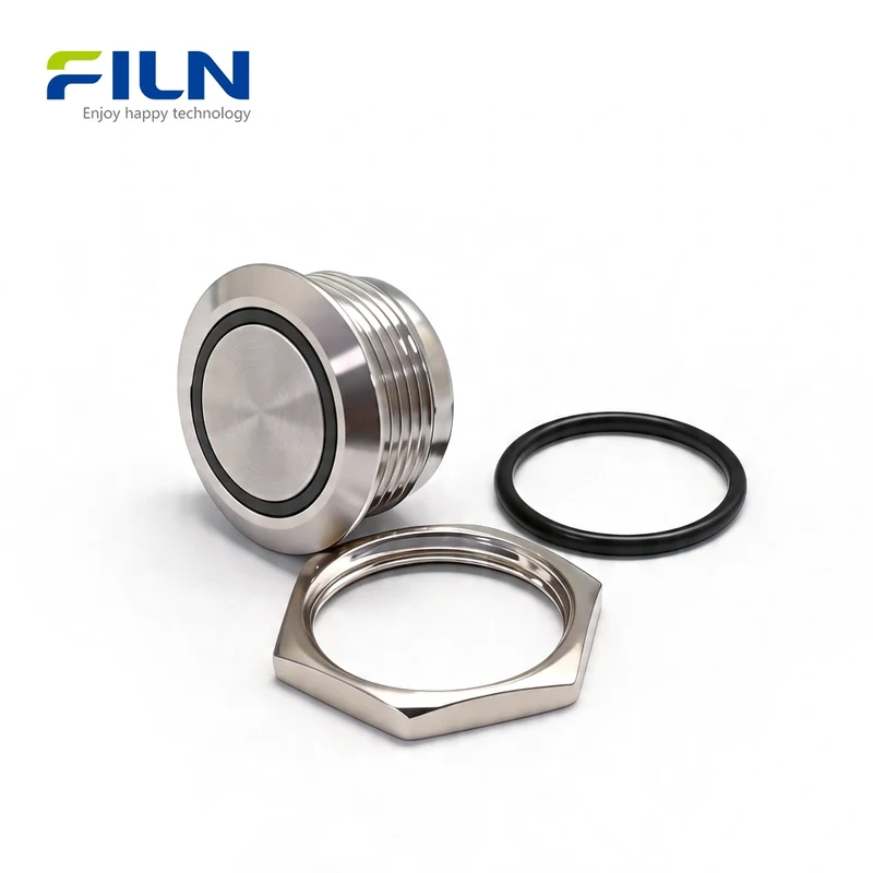 Momentary Push Button Switch 19mm Ultra-thin Switch IP67 Waterproof 4-Pin LED Stainless Steel | FILN