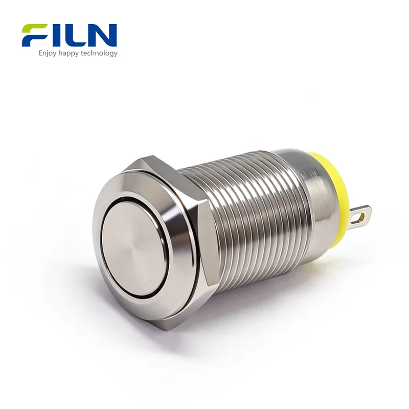 Metal Switches Push Button 12mm Stainless Steel 2-Pin Momentary Latching FILN
