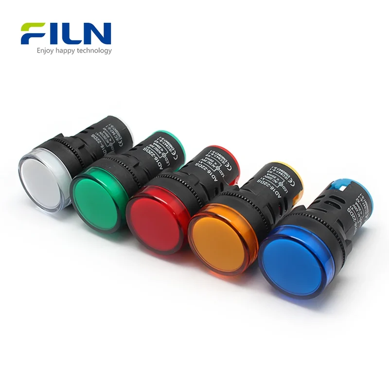 Plastic LED Indicator Panel 22mm 110V 220V Screw Terminal Mount for Control Cabinet FILN