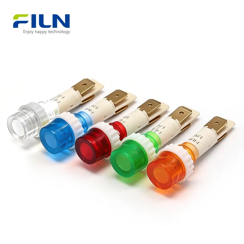 10mm Plastic 12V LED Indicator Lamp PA66 2-Pin High-Head Indicator Light for FILN