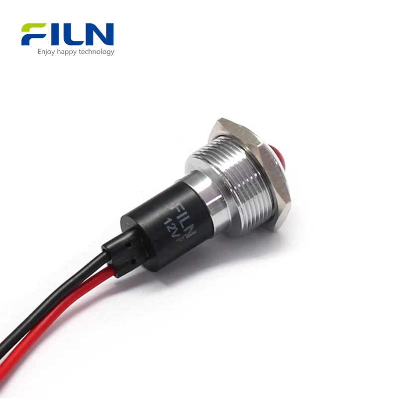 Lighting Indicators 22mm 24V High Head Metal LED Pre-wired Signal Lamp FILN